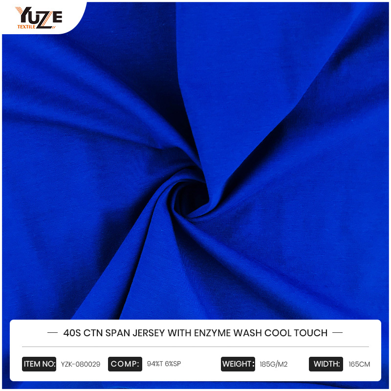 YZK-080029 40S CTN Span Jersey dengan Enzyme Wash Cool Touch