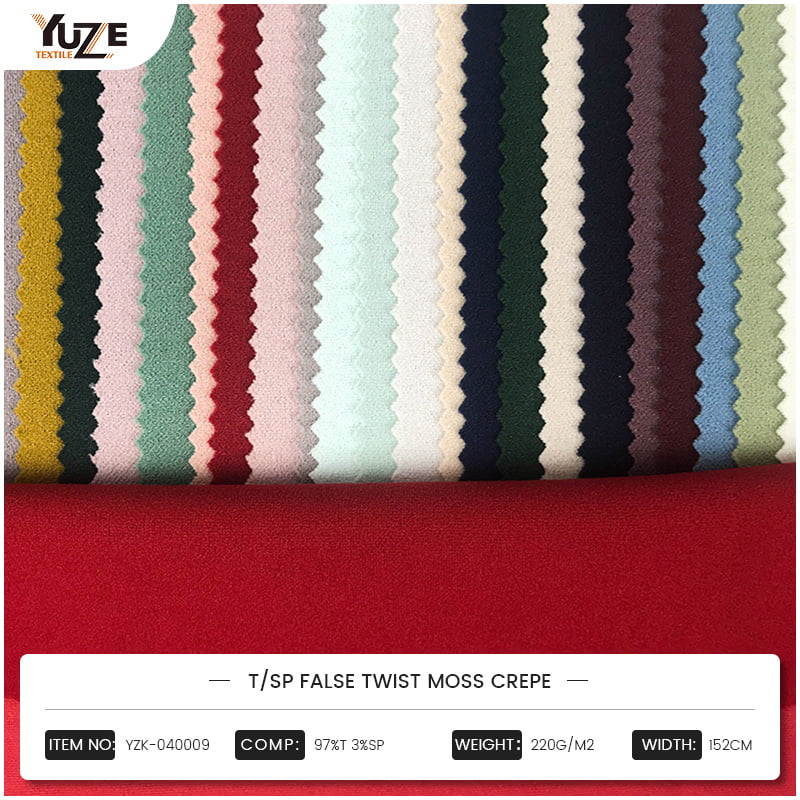 YZK-040009 T/SP False Twist Moss Crepe: Bagaimana solusi kain baru memenuhi kebutuhan ganda mode dan fungsi?